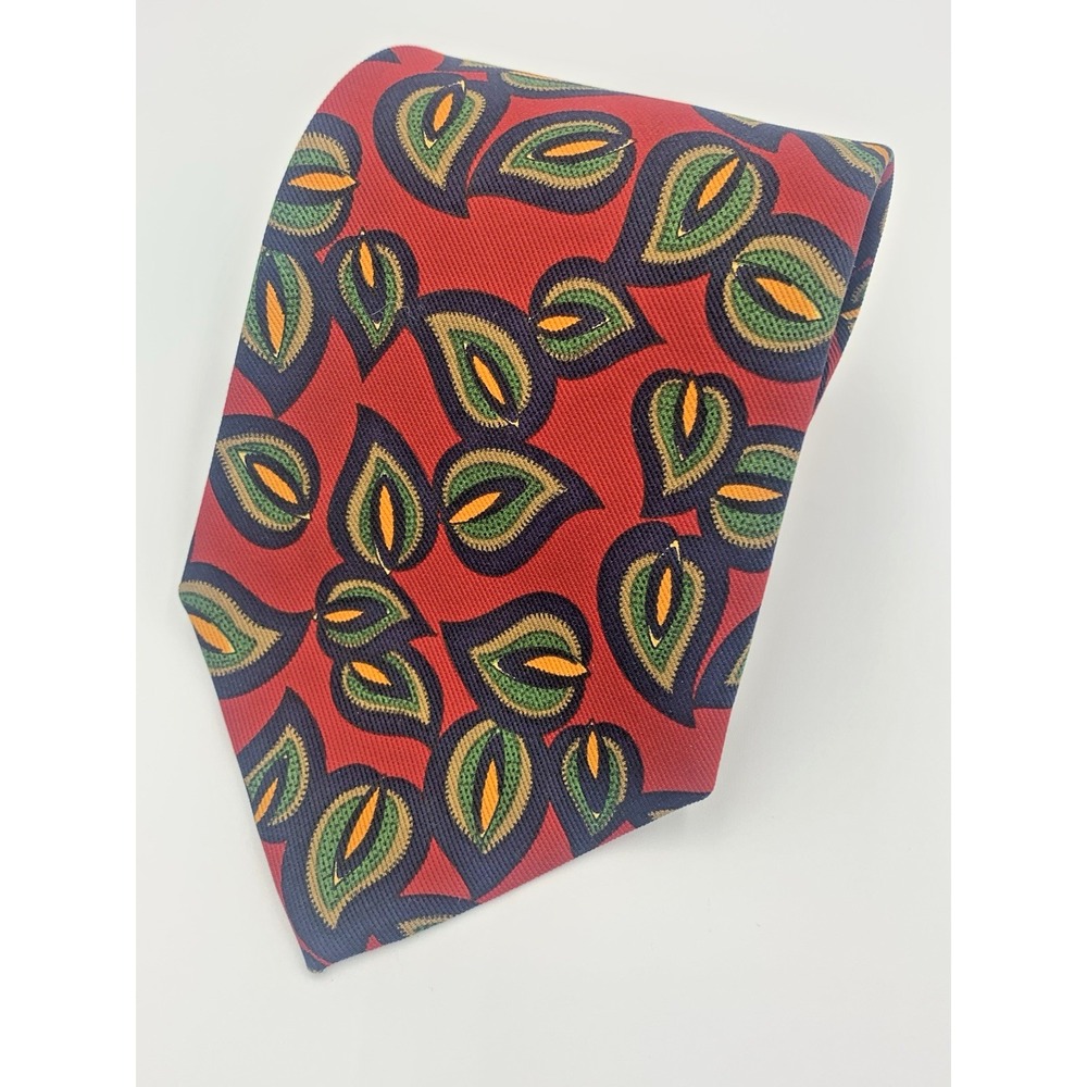 Vintage Burberrys Men's Neck Tie‎ Paisley Leaf Design, Short 56.25"  4" wide